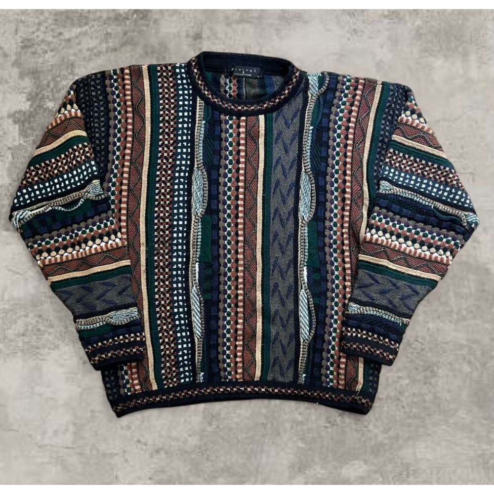 Coogi Original Style Protege Blues Knit Sweater Size Large Jumper Jnco Mens US